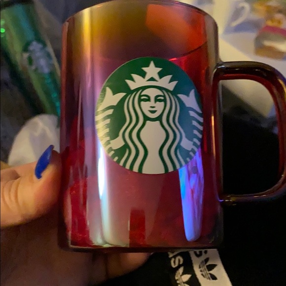 Starbucks clear mug red